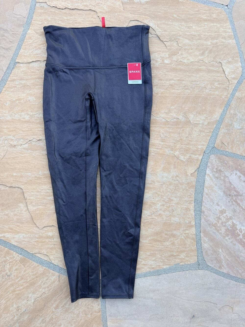 SPANX Faux Leather Leggings Womens XL Black Stretch NWT JW - Picture 1 of 3